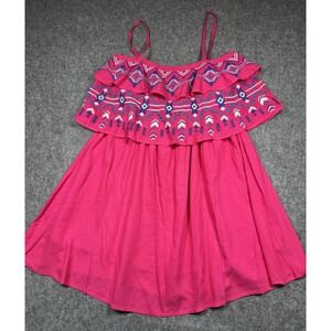 Ariat Women's Medium Malena Spaghetti Strap Summer Dress Pink Peacock Western